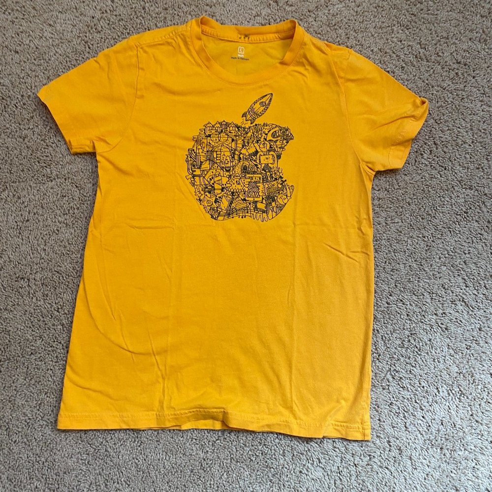 Boys Yellow Apple Shirt with Doodles (L)